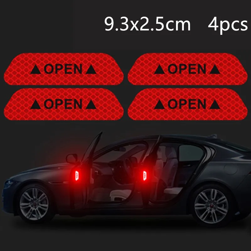 4 pieces-red Авто Дверь открытая наклейка безопасность вождения Предупреждение ющий светильник отражатель бампер полоса автомобиля Светоотражающая полоса автомобильные аксессуары для кузова - Цвет: 4 pieces-red