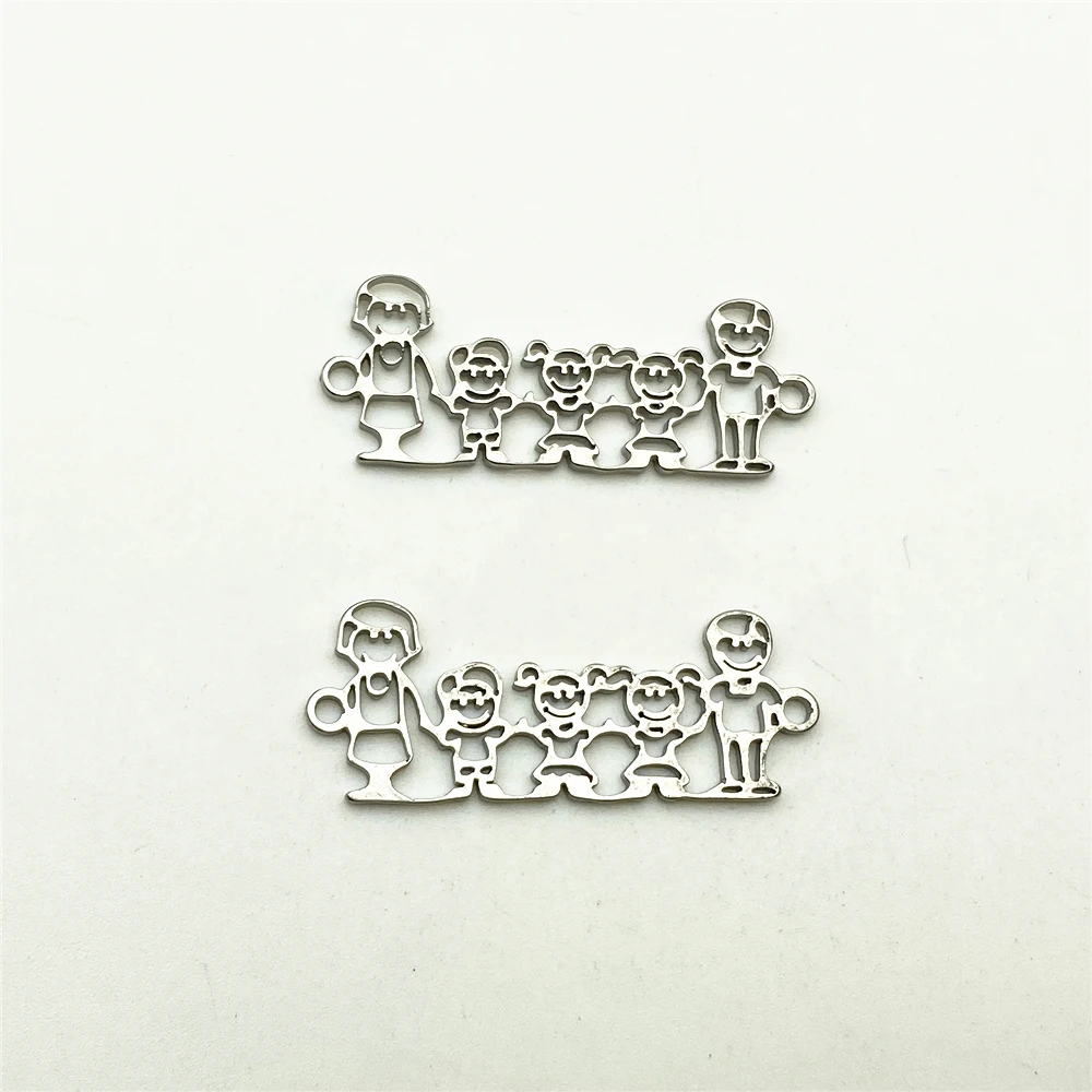 6 шт. 11*27 мм 5 членов Семья браслеты с подвесками из нержавеющей стали никогда не