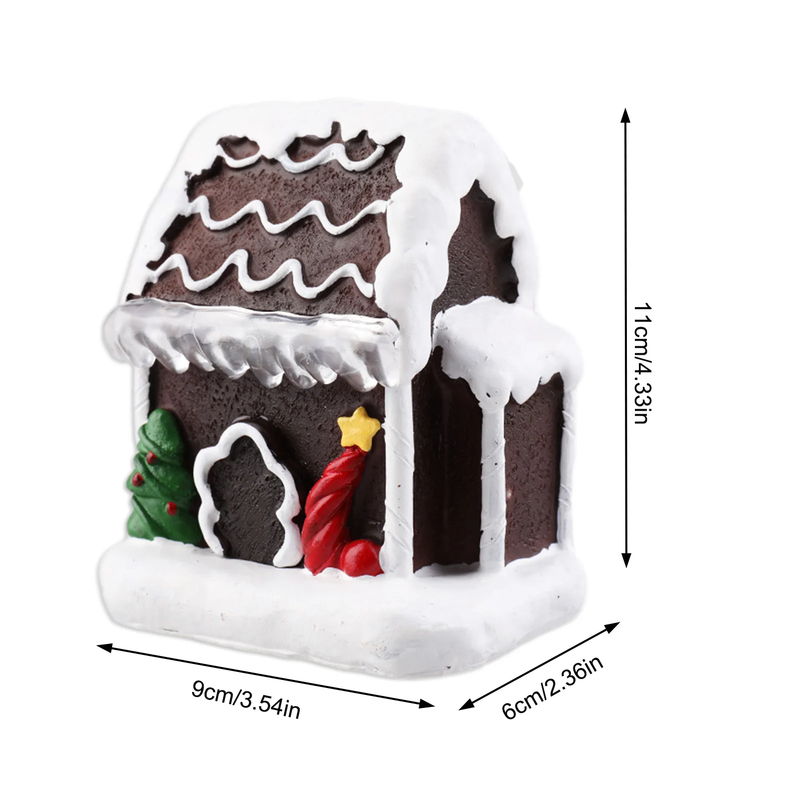 2021 Miniature Figurines Cute Dreamy Snow Scene Cottage House With Light Christmas Desk Ornament Accessories Craetive Toy Gift | Дом и сад