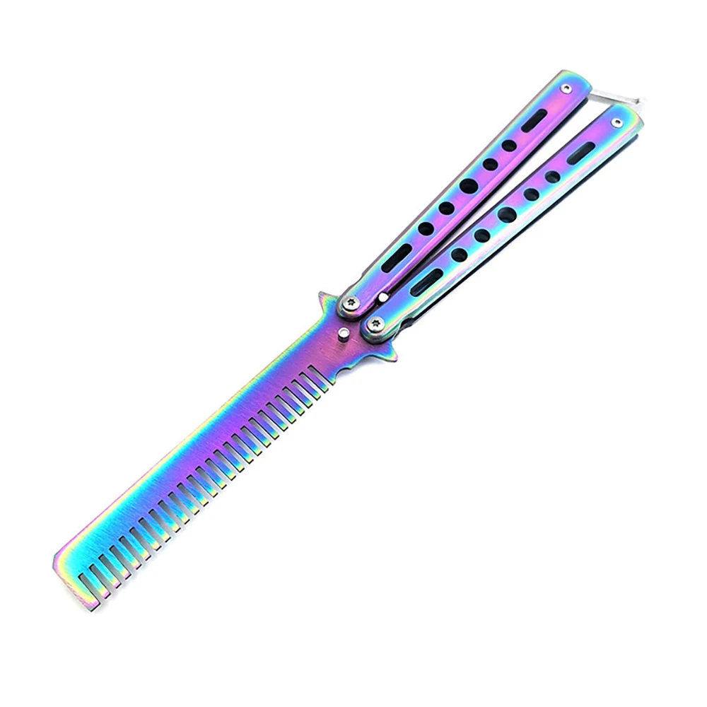 

Trainer Knife Practice Butterfly Comb Metallic Colorful High Quality Tactics Exercise 1pc Tactical Rainbow Play Cool Toys