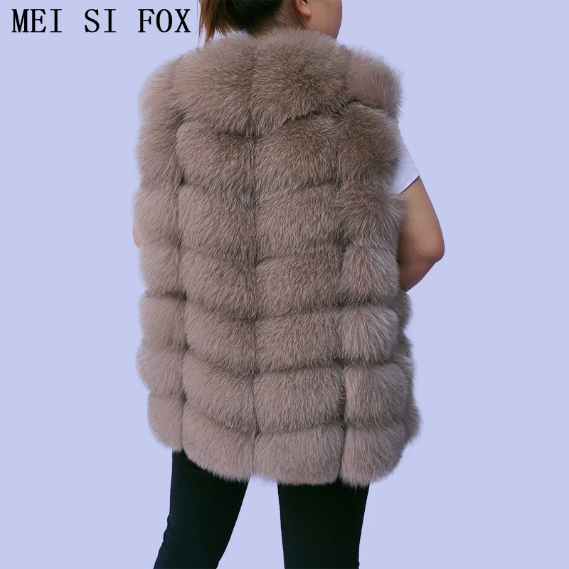 Женский Осенний меховой жилет безрукавка из натурального Лисьего меха шуба