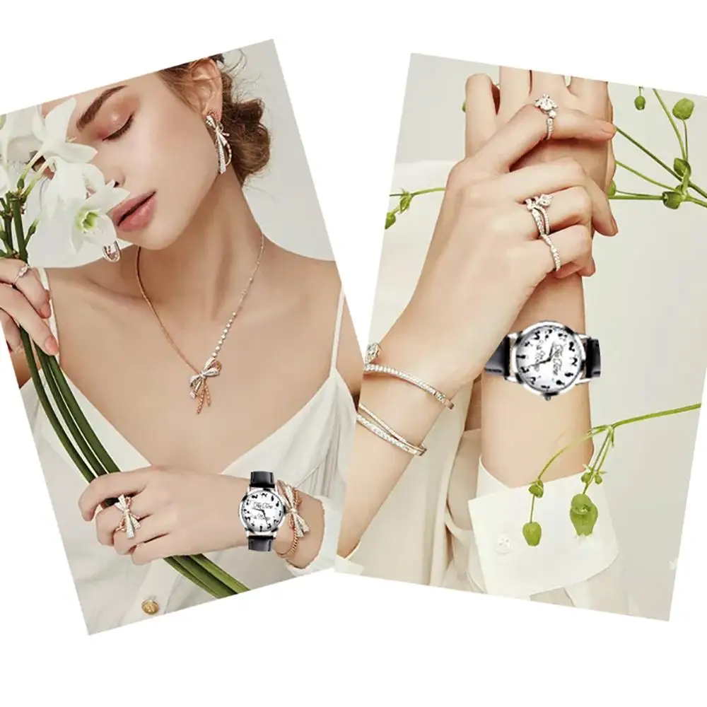 

Новинка, наручные часы с изображением кошки, букв, циферблата, кварцевый момент, искусственная кожа, наручные часы для пар, новые модные часы...