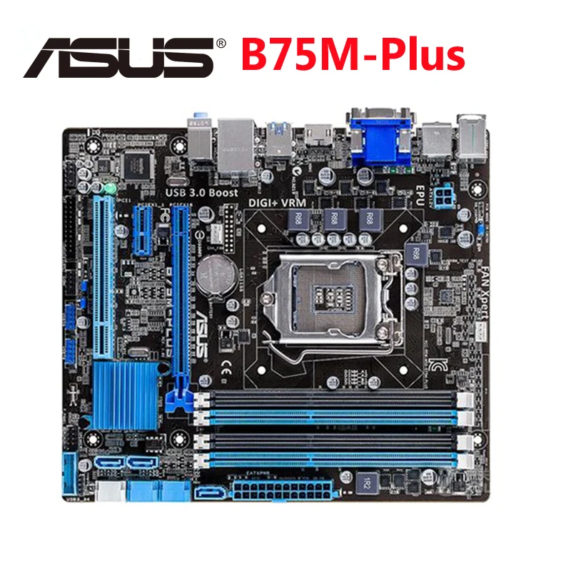Материнская плата B75 100% оригинал ASUS 1155 B75MPlus разъем SATA III 4 x DDR3 32 ГБ USB3.0 LGA Plus