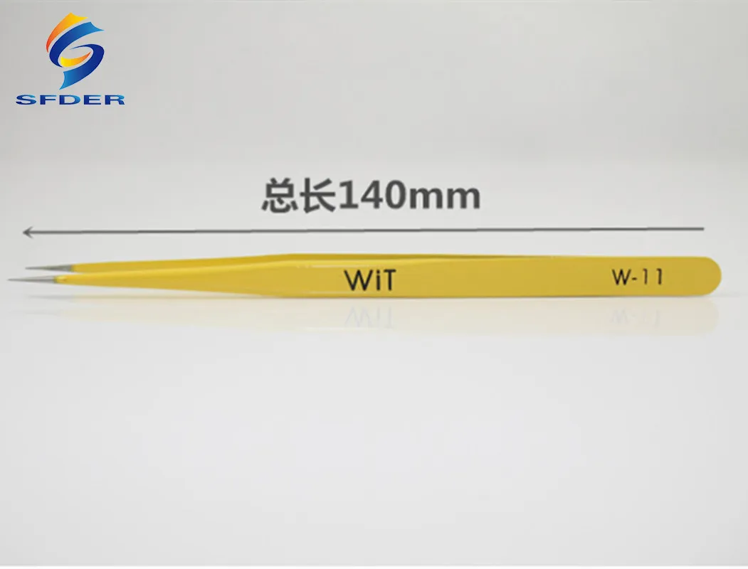 WIT ЦВЕТ: желтый Супер жесткий Высокая Точность Пинцет Набор острый нос изогнутое