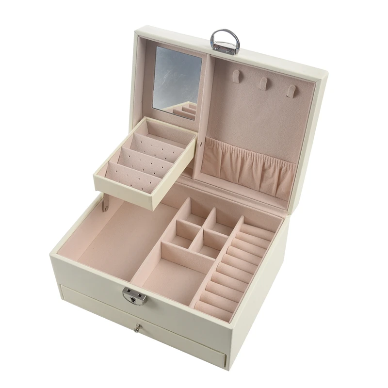 fashion design leather jewelry box jewelry case jewelry package storage large space jewelry ring necklace bracelet hot selling free global shipping