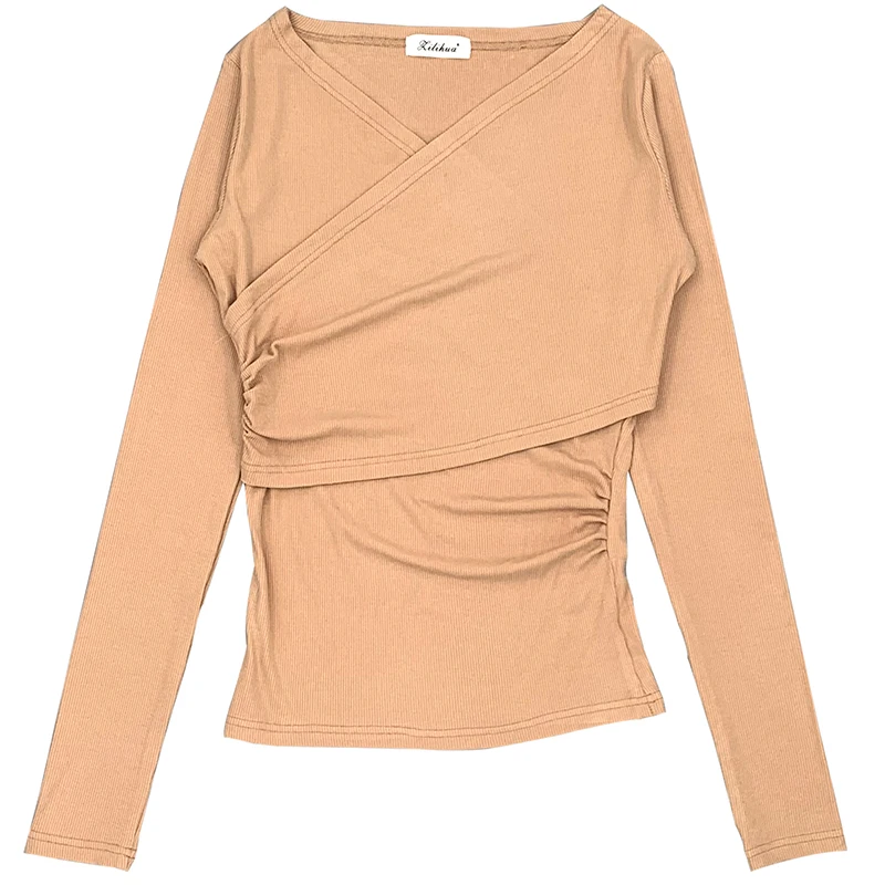 Новая весенняя Сексуальная футболка Женская эластичная летняя женская одежда