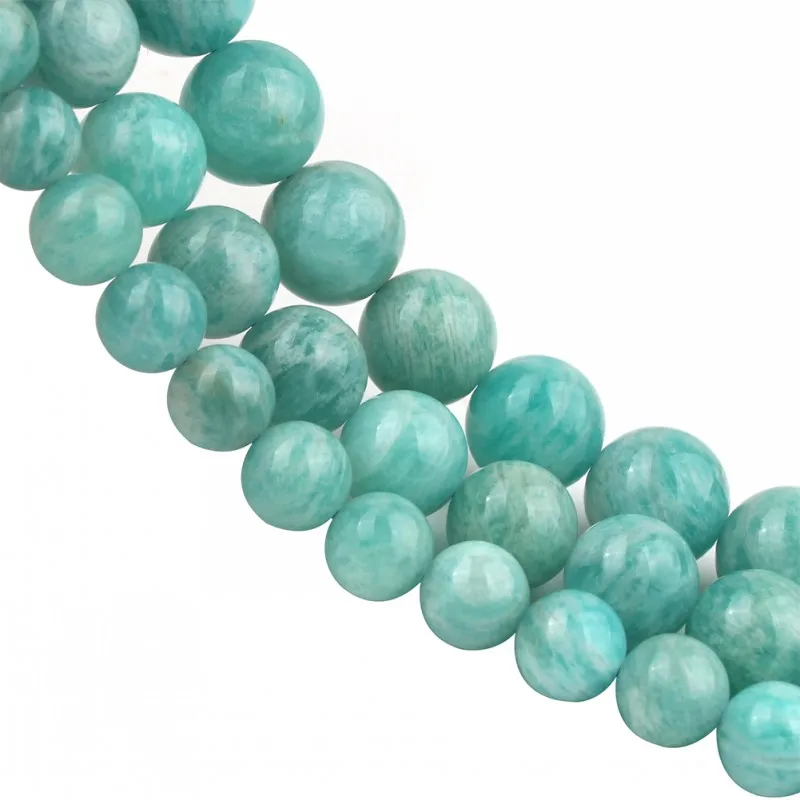 Натуральный драгоценный камень Бусины из натурального амазонита круглые