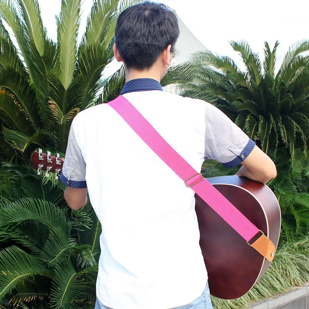 IRIN регулируемый ремень гитары тканый хлопчатобумажный для с кожаными концами