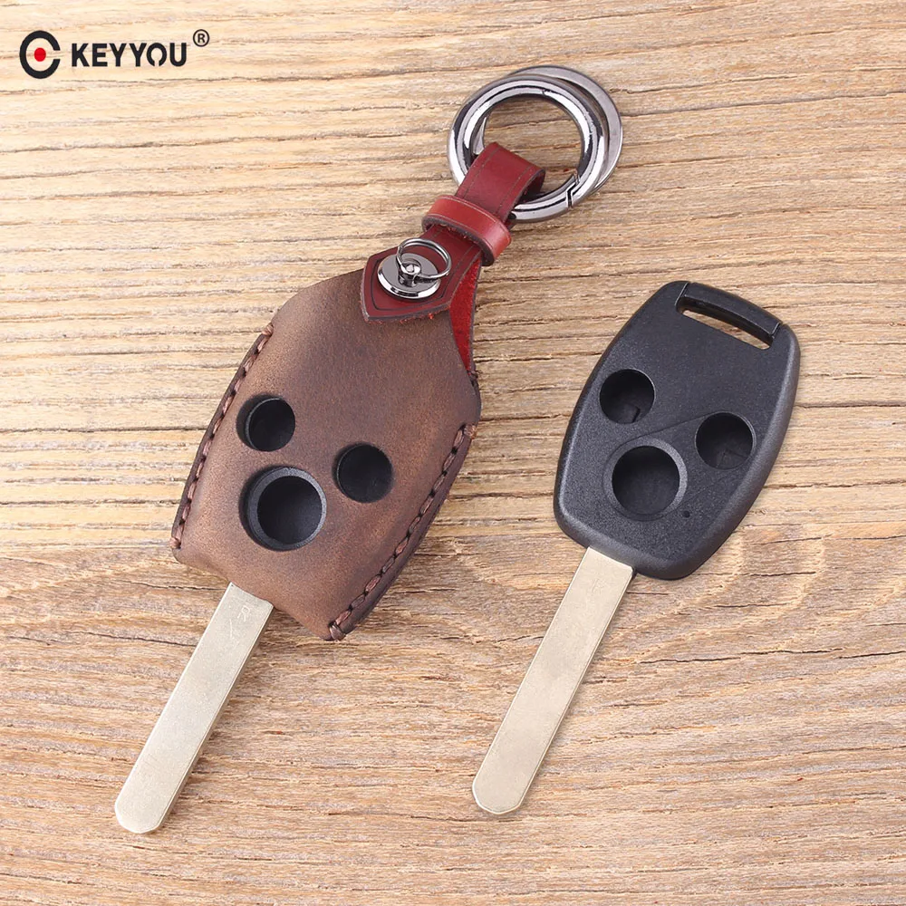 Чехол KEYYOU для автомобильного брелока с двумя кнопками кожаный чехол ключа HONDA Accord