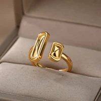 vintage irregular geometric ring for women stainless steel irregular opening wedding finger ring christmas jewelry gift