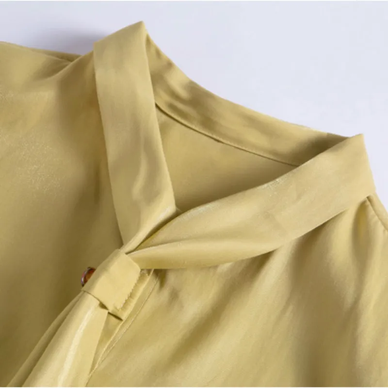 

Fall 2020 Women Clothing Office Lady Shirts Korean Fashion Yellow White Long Sleeve Blouse Tops