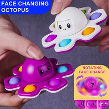 3IN1 Flip Octopus Poppit Toy Fidget Spinner Toys Anti Stress Hand Fingertip Gyro Push Bubble Pop Change Face Poppit Toy Sensory