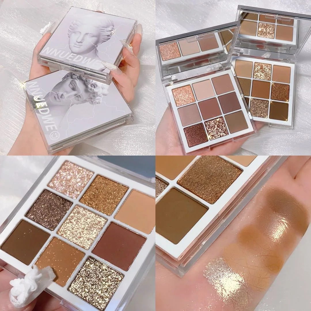 

9 Color Sculptor Eyeshadow Palette Matte Shrimmer Warm Neutrals Highly Pigmented Blending Powder Velvet Texture Eye Makeup