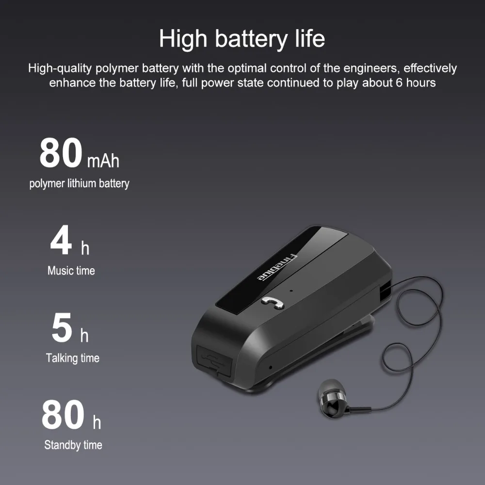 Новые Fineblue F990 беспроводные Bluetooth наушники с зажимом для шеи телескопического типа бизнес Спорт стерео наушники Вибрирующая одежда