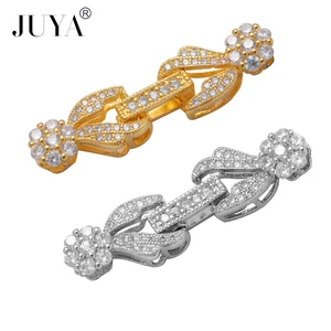JUYA DIY Creative Fastener Fold Clasps Hooks For Jewelry Making AAA Cubic Zirconia Charm Connectors Handmade Jewelry Accessories