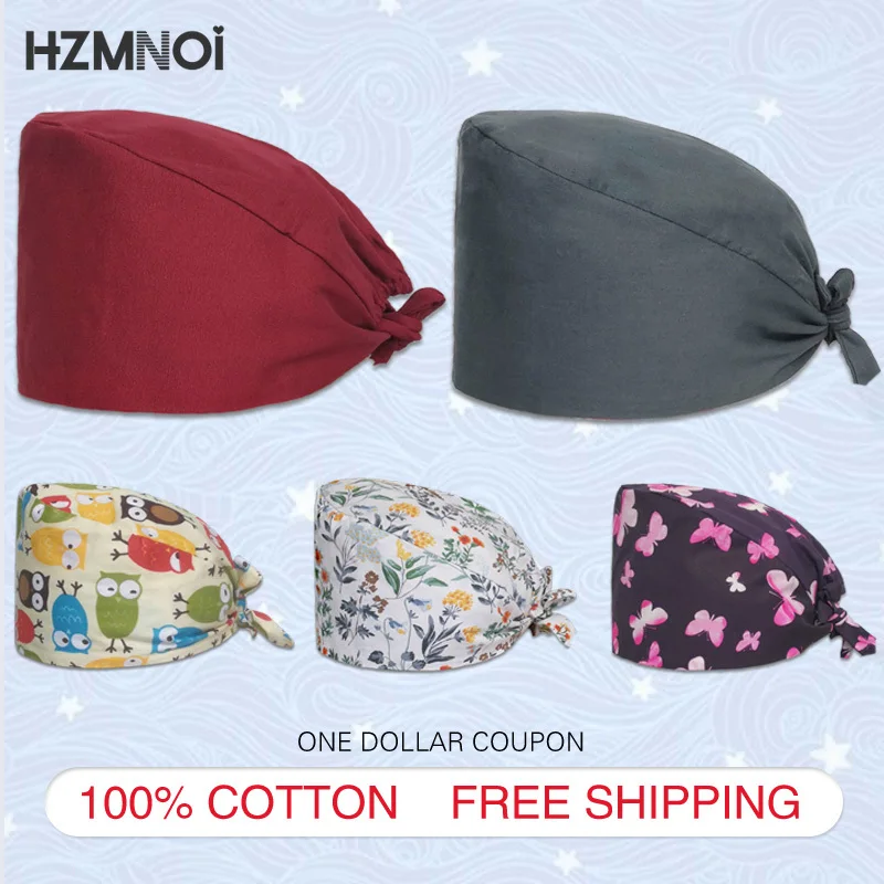 

Fashion Unisex Cotton Adjustable Pet Work Cap Dust Cap Nursing Cap Elastic Beauty Cap Beauty Salon Pet Scrub New Baotou Hat