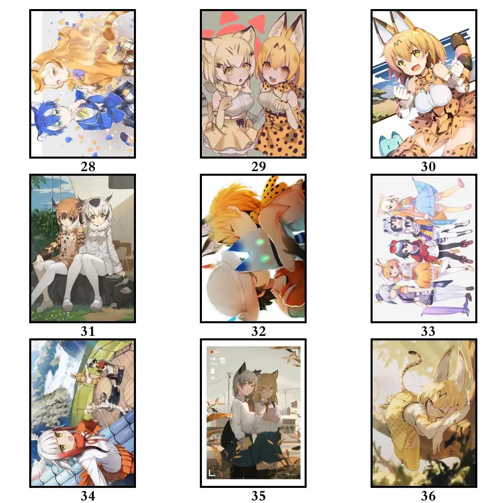 50 Дизайнов Постер Kemono Friends из белой бумаги маскарадная Наклейка на стену для