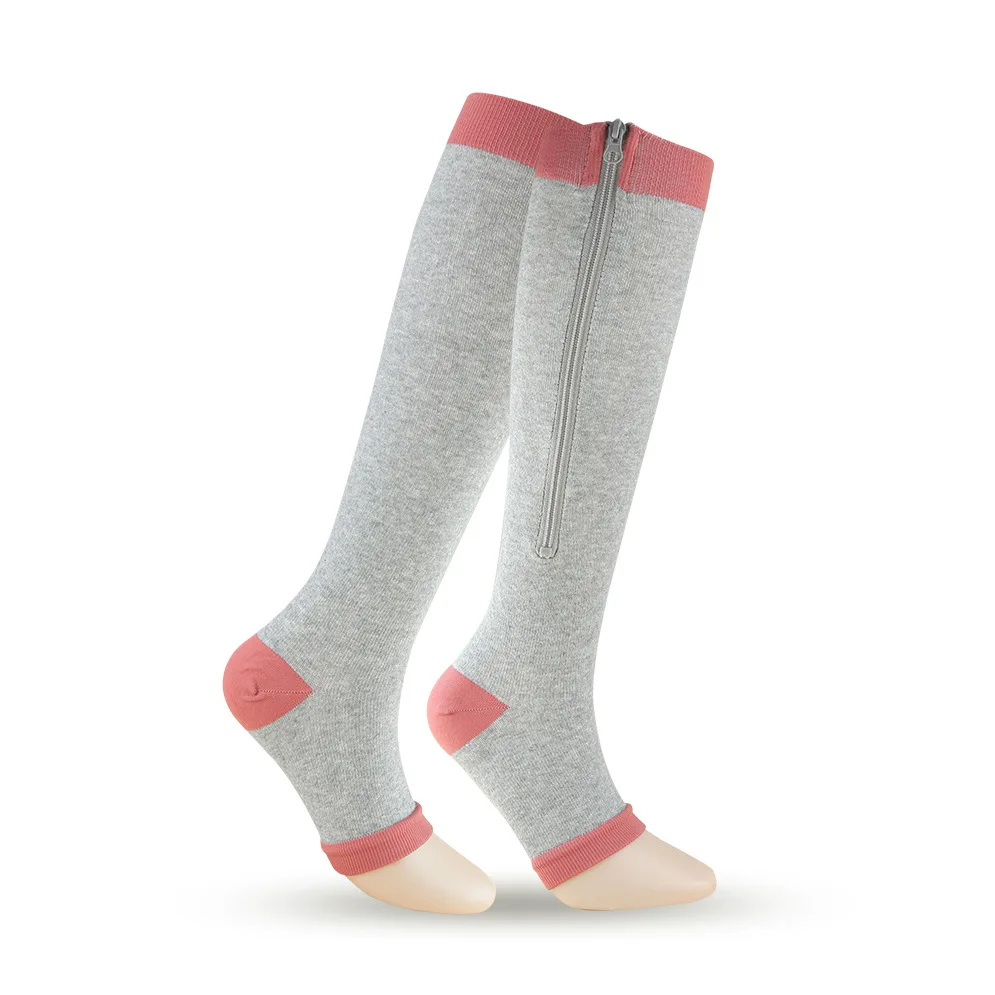 Zipper Elastic Compression Socks 6 Pairs Zipper Socks Sports Compression Socks Men Women Medical Sport Sock Stocking Open Toe