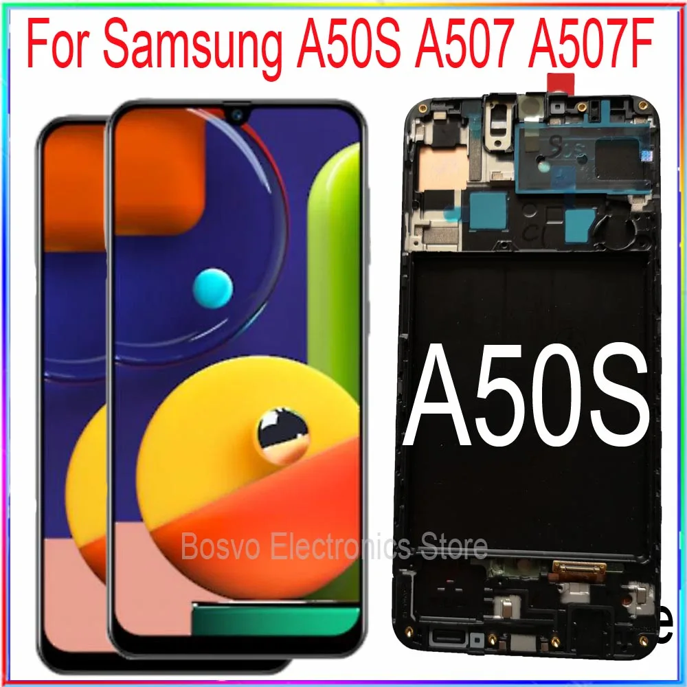ЖК-дисплей для Samsung A50S A507 A507F A507W A507FN/DS сенсорный экран с рамкой в сборе запасные