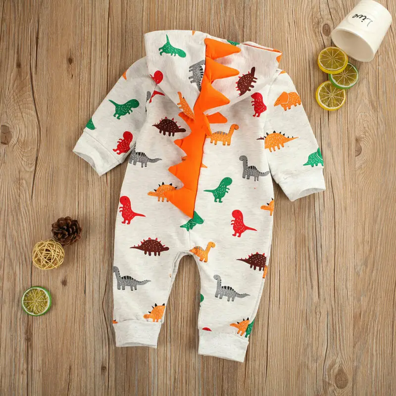 pudcoco Newborn Infant Baby boy romper Hooded 3D dinosaur costume baby Cotton christmas new years gift animal jumpsuits Kids |