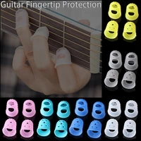 4pcs non slip finger guards silicone guitar fingertip protection fingerstall for ukulele antipain guitars press accessories
