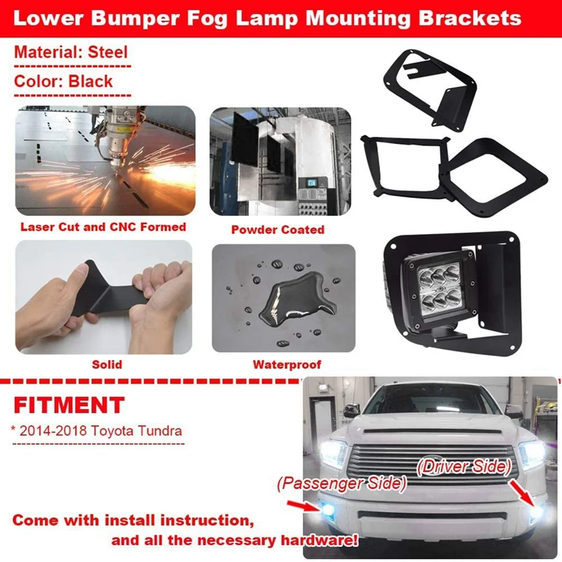 Lower Bumper 3 inch Cube Dually Fog Light Mount Bracket Kit for Toyota-Tundra 2014-2018 | Автомобили и мотоциклы