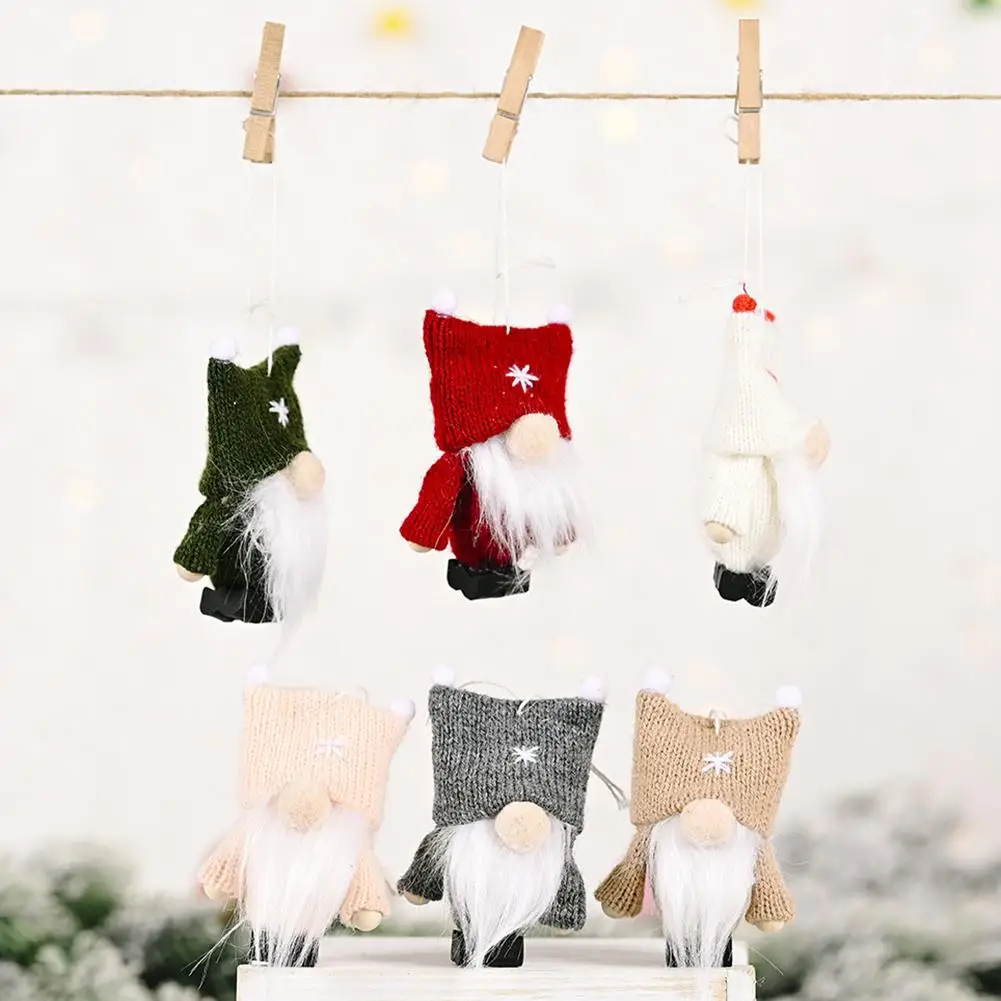 

Шерстяной Рождественский гном, подвесной кулон, милая шапочка с двумя шариками, украшение, детский подарок, рождественский кулон, подарки д...