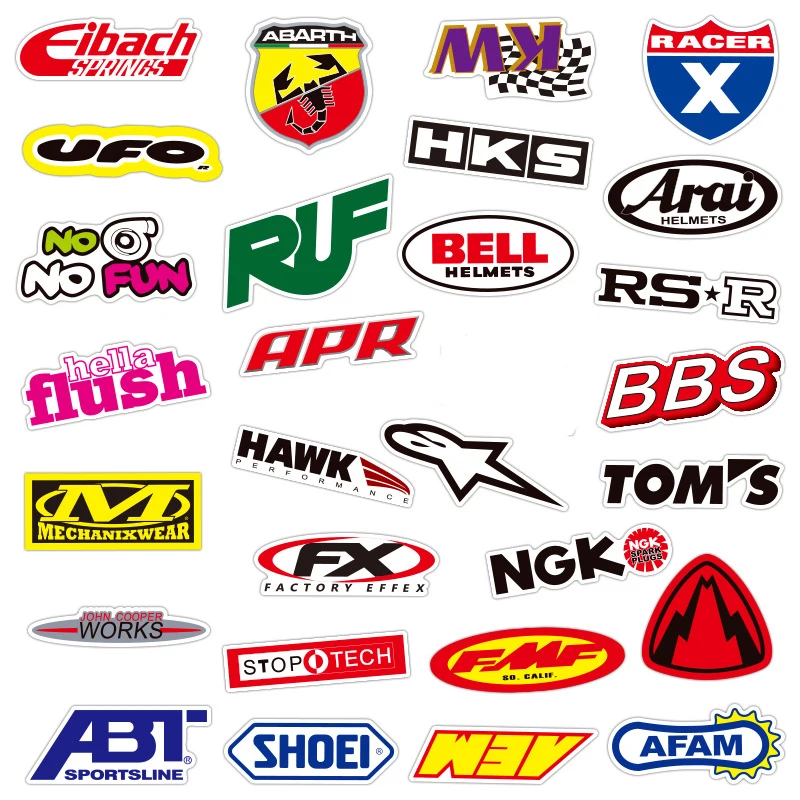 1050100pcs cool jdm racing car logo stickers aesthetic laptop car motorcycle waterproof graffiti decal sticker packs kid toy free global shipping