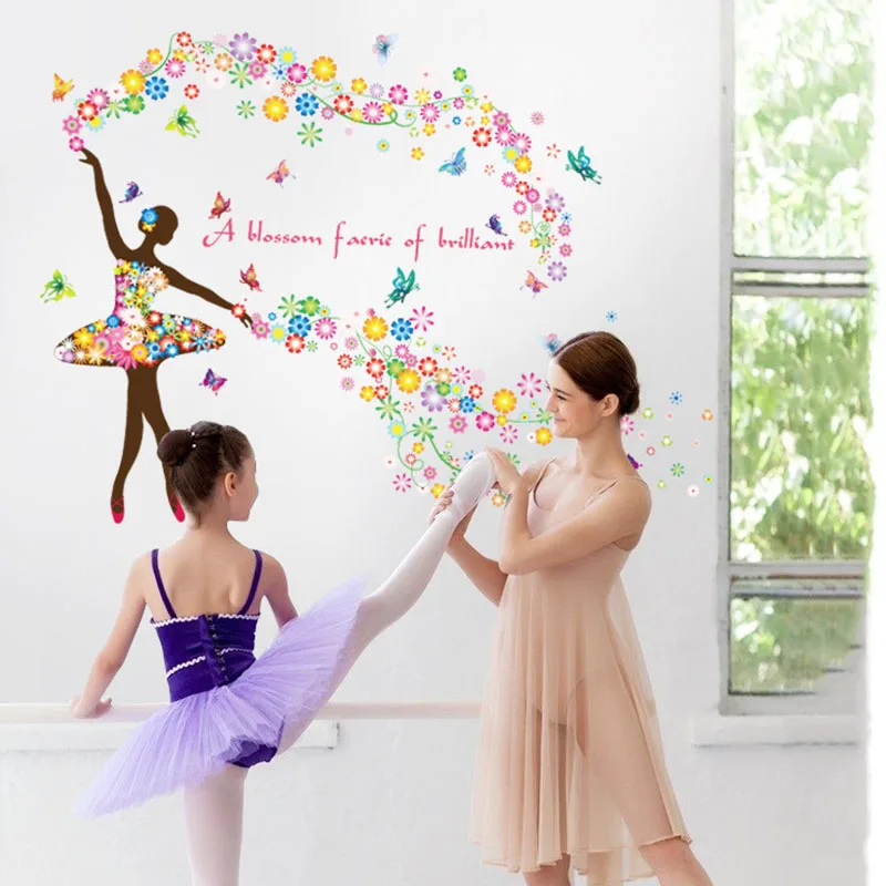 

Fairy Girl Wall Stickers DIY Ballet Dancer Mural Dormitory Decals for House Kids Rooms Butterfly Baby Bedroom Nursery Decoration