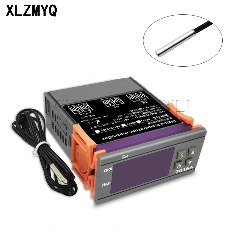 

WH 7016A 12V 24V 220V Digital Temperature Controller Switch Controller 30A Temp Control Thermostat Heating Cooling NTC Sensor