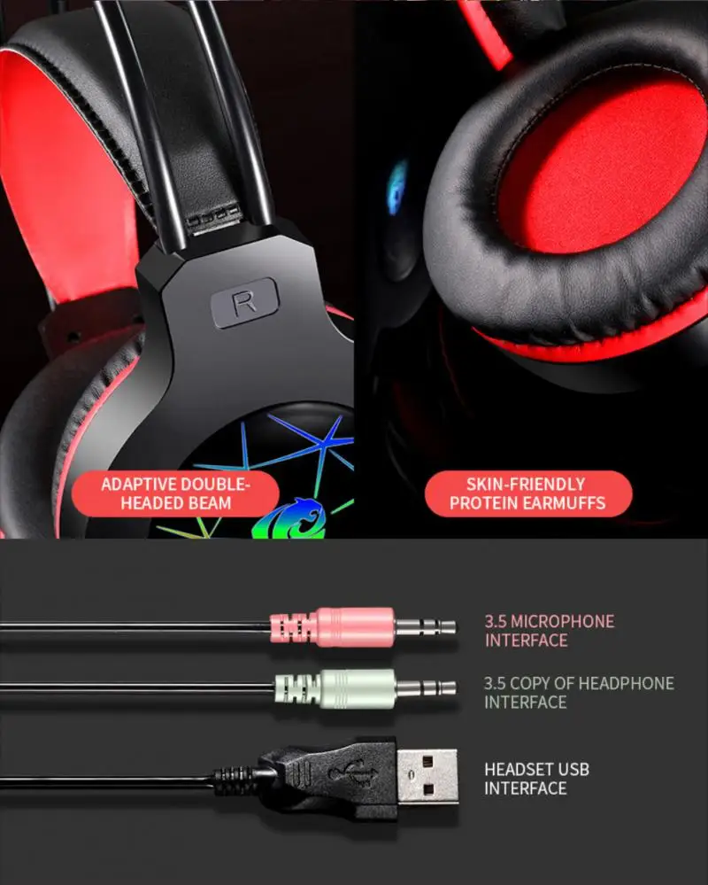 Профессиональные Проводные Игровые наушники K1 со светодиодсветильник кой для PS4