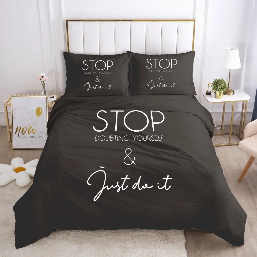 

Duvet Cover Set 3D Letter Design Bedding Sets Comforter Cases Pillow Covers Double Single Full King Queen Size Black Bedclothes