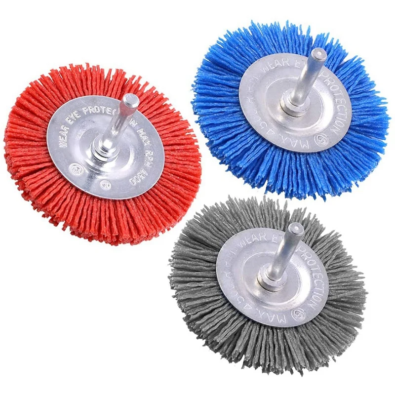 

3Pcs 3Inch Abrasive Wheel Brush Set with 1/4 Inch Shank, Drill Brush Set Perfect for Removal Of Rust/Corrosion/Paint