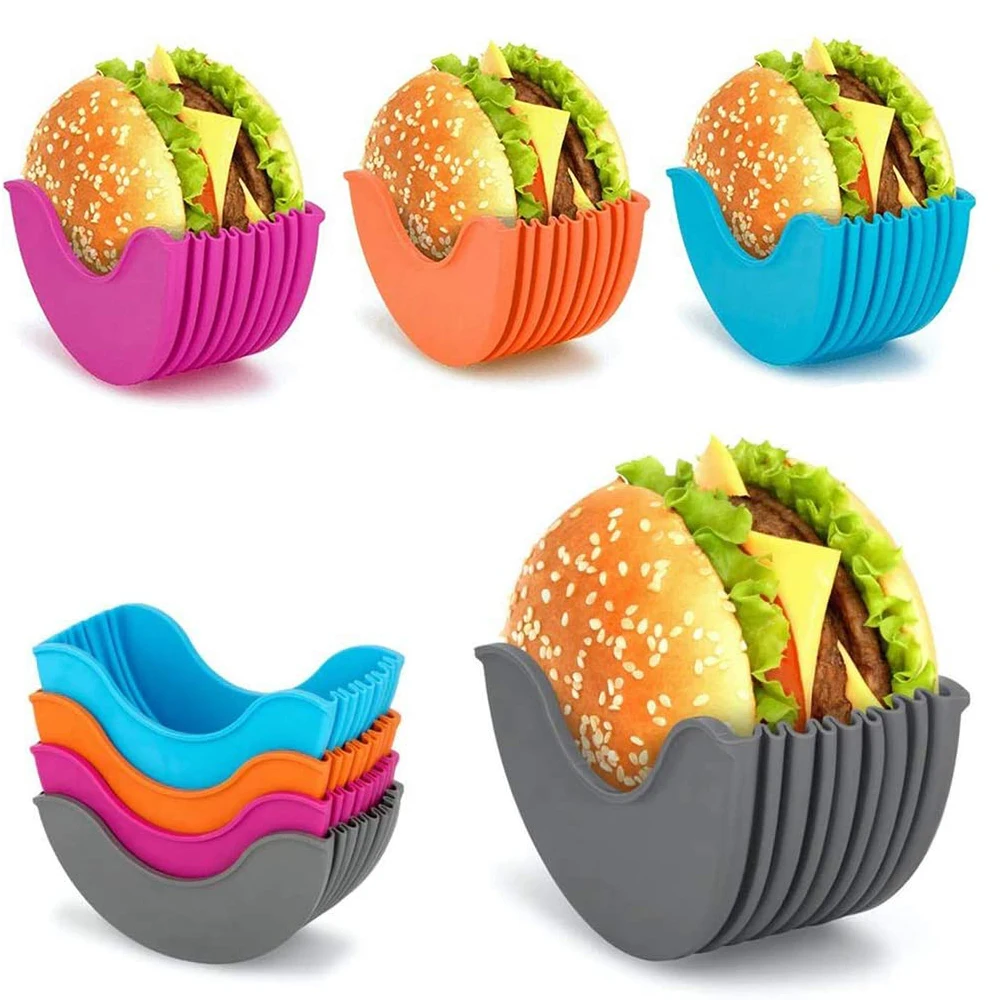 

Hamburger Protable Rack Burger Holder Buddy Fixed Box Washable Sandwich Storage Case Reusable Plastic Shelf Kitchen Tools