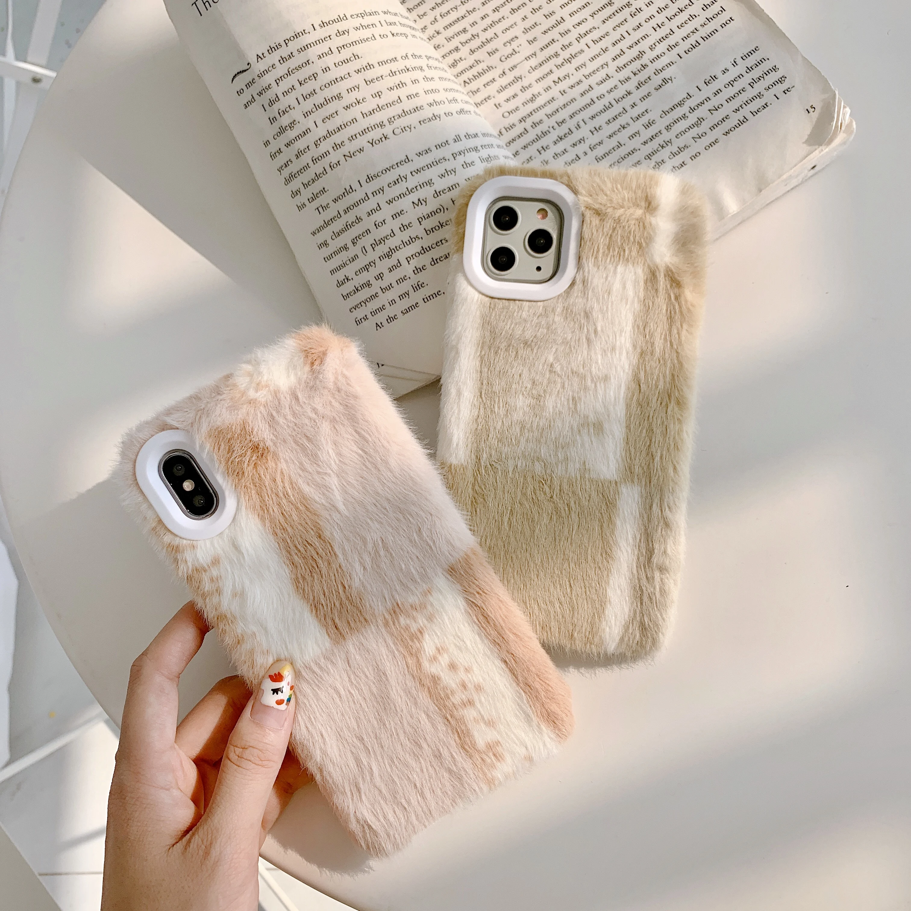 ORYKSZ Luxury Rabbit Warm Fur Plush Phone Case For iPhone 11 Pro Max X XS XR 6 6S 7 8 Plus Lovely Furry Soft hair Back Cover |
