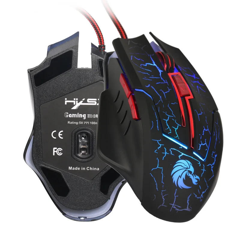 Импортные товары стиль hxsj 6D сияющая игровая периферийная мышь подходящая импортная мышь настраиваемый логотип