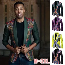 Veste décontractée pour hommes, imprimé ethnique africain, vert, slim, mode d'été, 2022  (4)