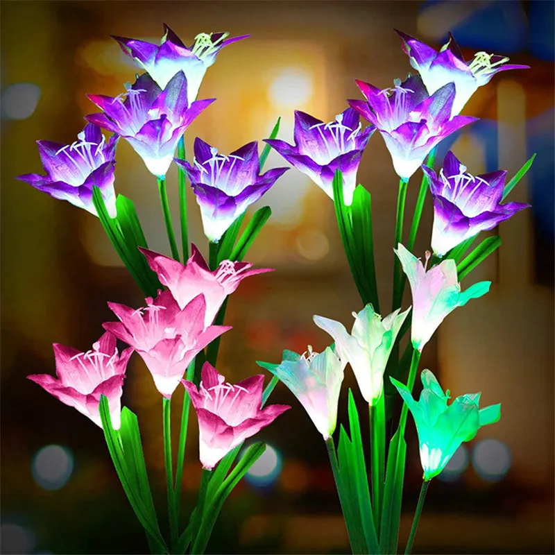 

LED Lights Lily Rose Sunflower Flower Solar Led Light Outdoor Garden Decoration Outdoor LED Light Christmas Decorative