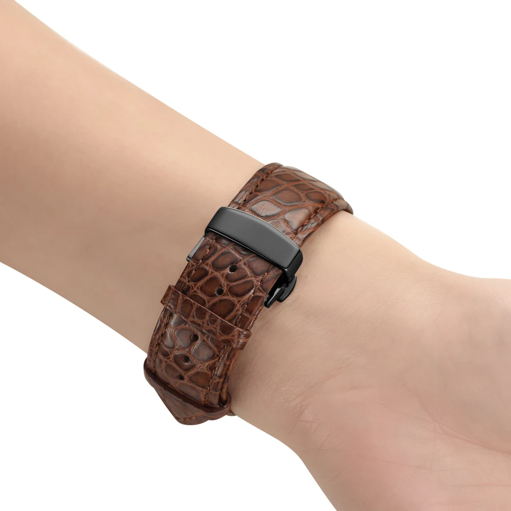 Французский ремешок из кожи аллигатора для Apple watch, 4 ремешка, 44 мм, 40 мм, iwatch 5, 4, 3, 2, 1, 42 мм, 38 мм, топ браслет, Ремешки для наручных часов, 44 мм