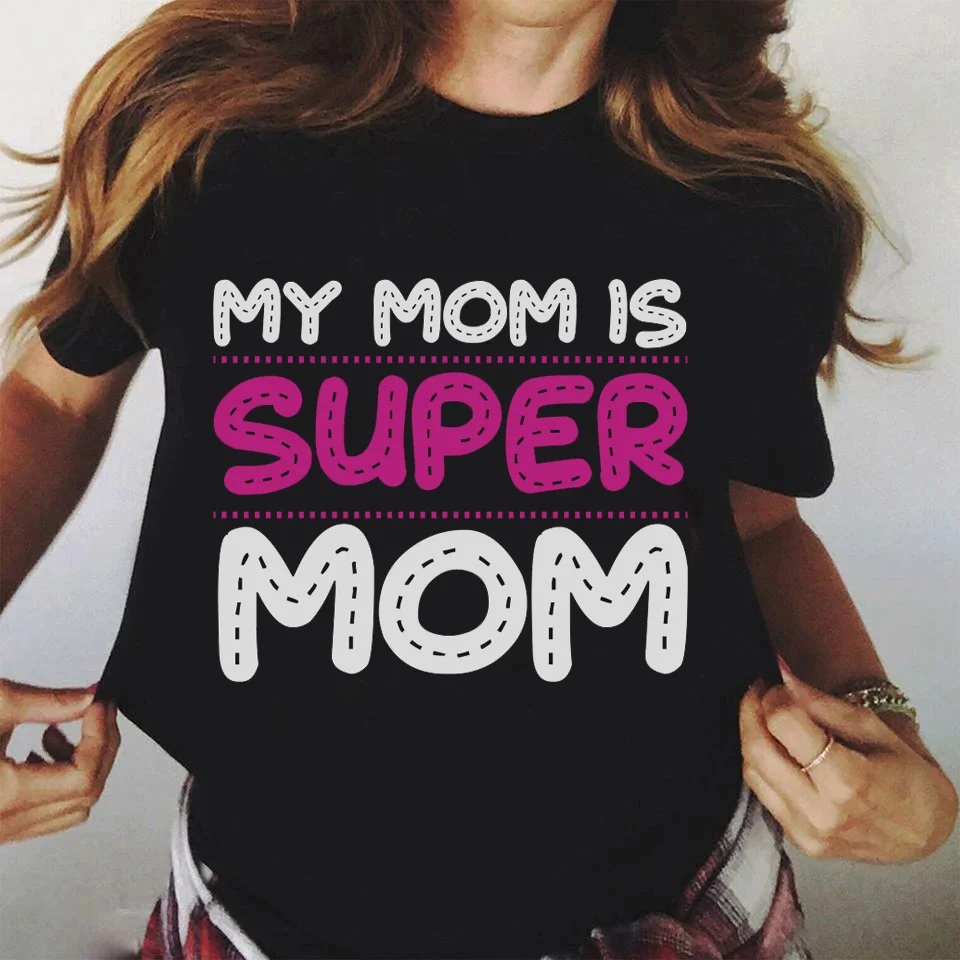 

My Mom Is My Super мама принт футболка со смешным буквенным Для женщин футболка с О-образным вырезом Женский Уличная Мама Жизнь, хороший подарок на ...