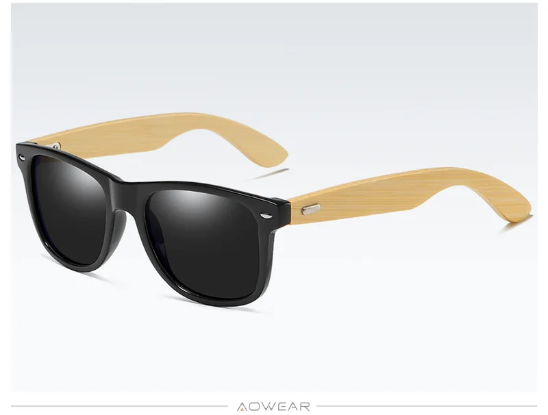 AOWEAR бамбуковые Квадратные Солнцезащитные очки для женщин поляризованные очки ночного видения желтые очки Женские Модные Винтажные Солнцезащитные очки Gafas De Sol