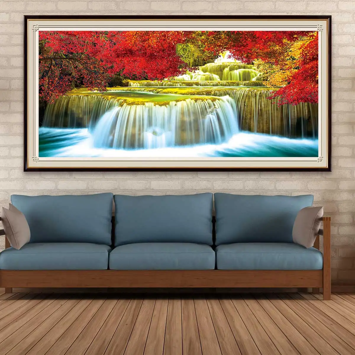 

Full Square Round 5D DIY Waterfall Diamond Painting Autumn Scenery Tree Embroidery Cross Stitch Kit Rhinestone Mosaic Home Decor