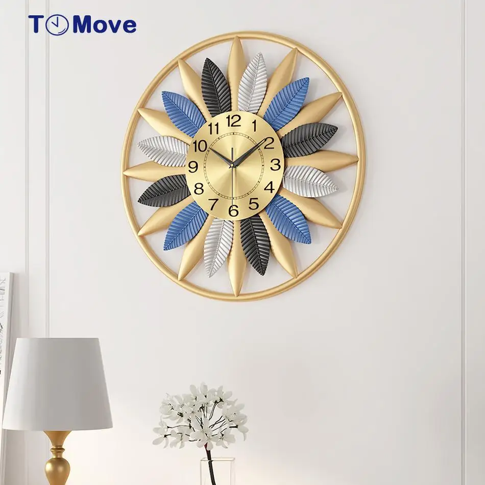 

Large Vintage Iron Wall Clock Modern Design Vintage Metal Mute Luxurious Wall Clock For Living Room Decoration reloj de pared