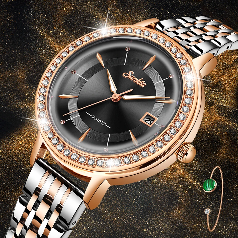 Часы наручные SUNKTA женские кварцевые люксовые брендовые простые