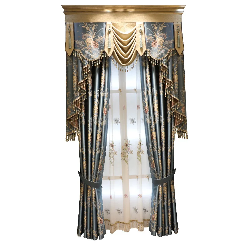 2022 приблизительные шторы в американском стиле для гостиной Толстые жаккардовые