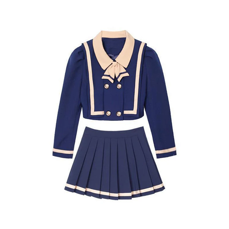 

Женский комплект JK, двубортная блузка и плиссированная юбка с высокой талией, 2021