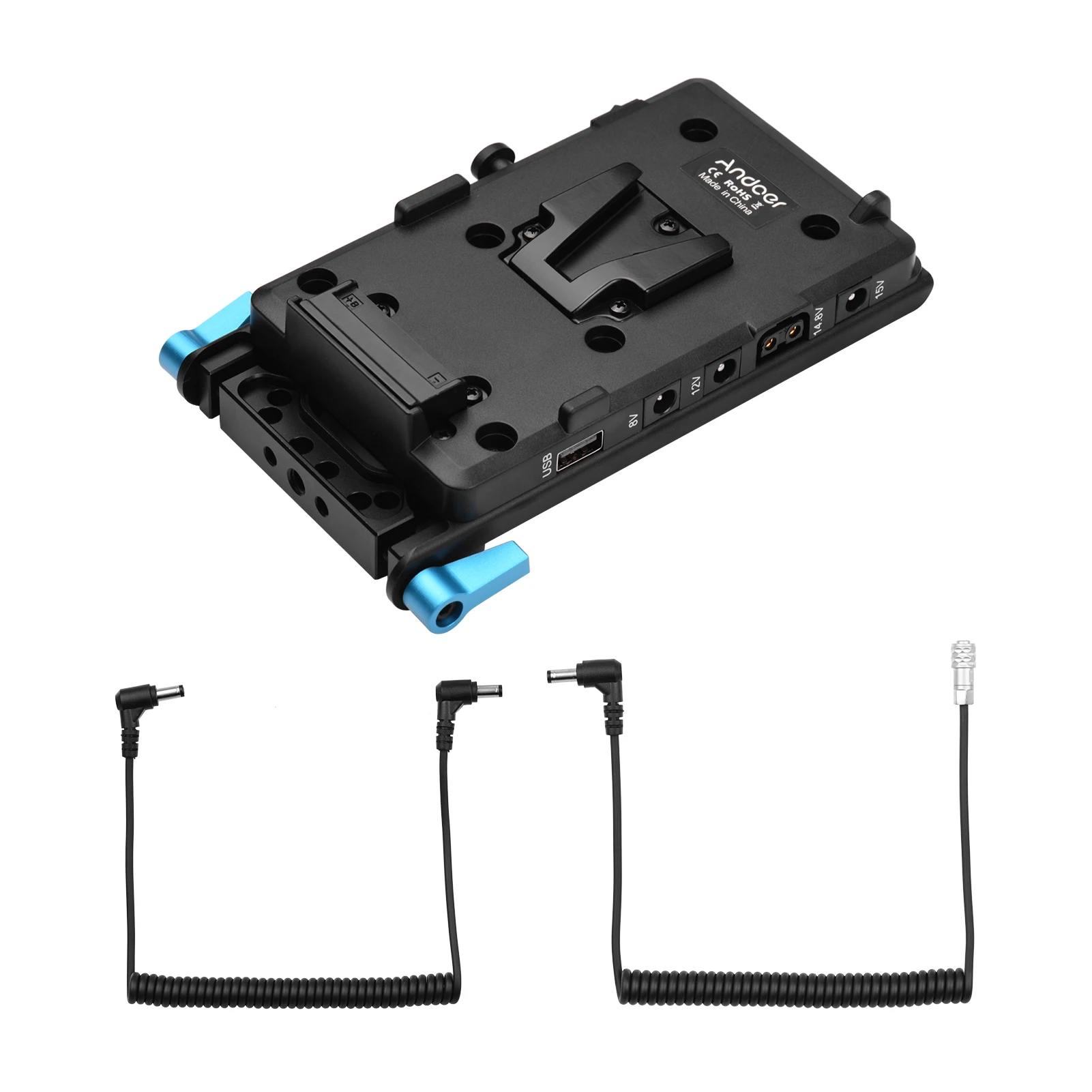 Адаптер пластины для батареи V-lock Andoer с 15-мм креплением на двух отверстиях для штыря и поддельная батарея NP-FZ100 для видеокамеры Sony Video Light.