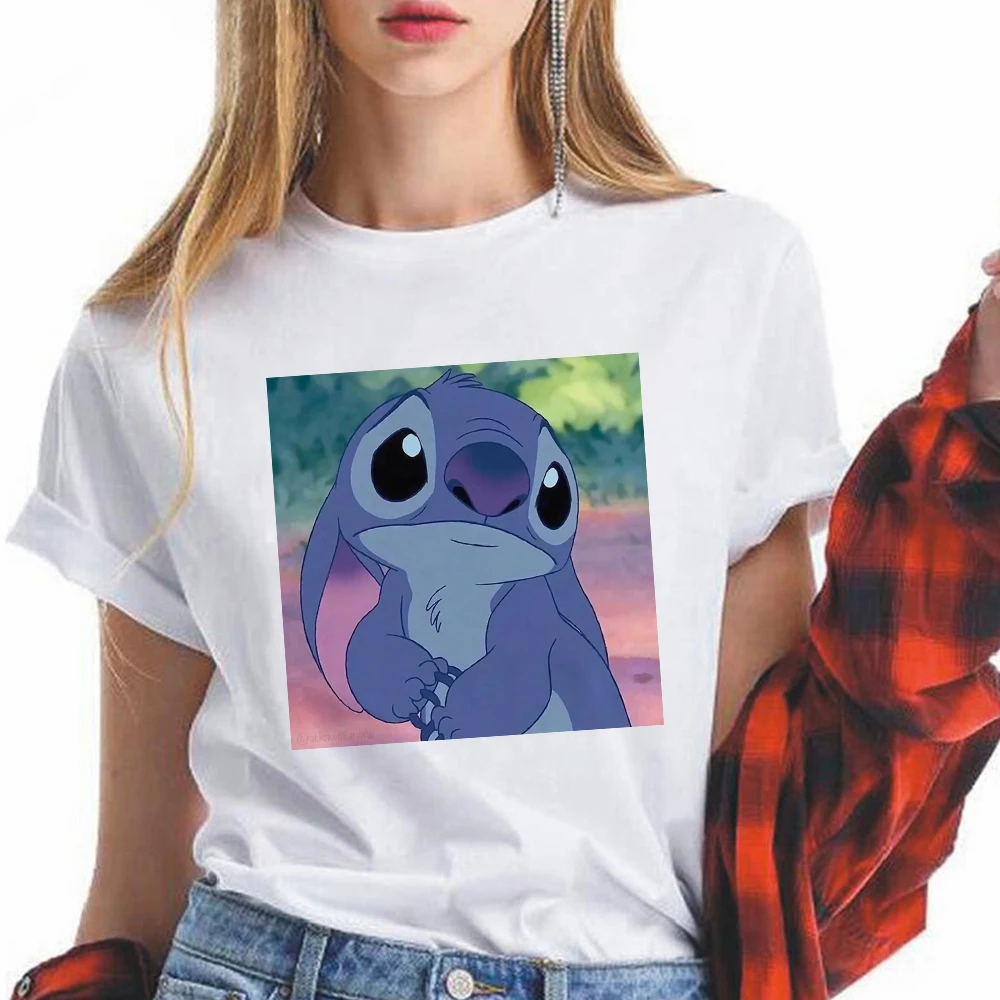 

Disney Tee shirt Female Hand Drawn Style Stitch Print Aesthetic Clothing Fashion Europe and America Y2k Top Tumblr Women's Shirt