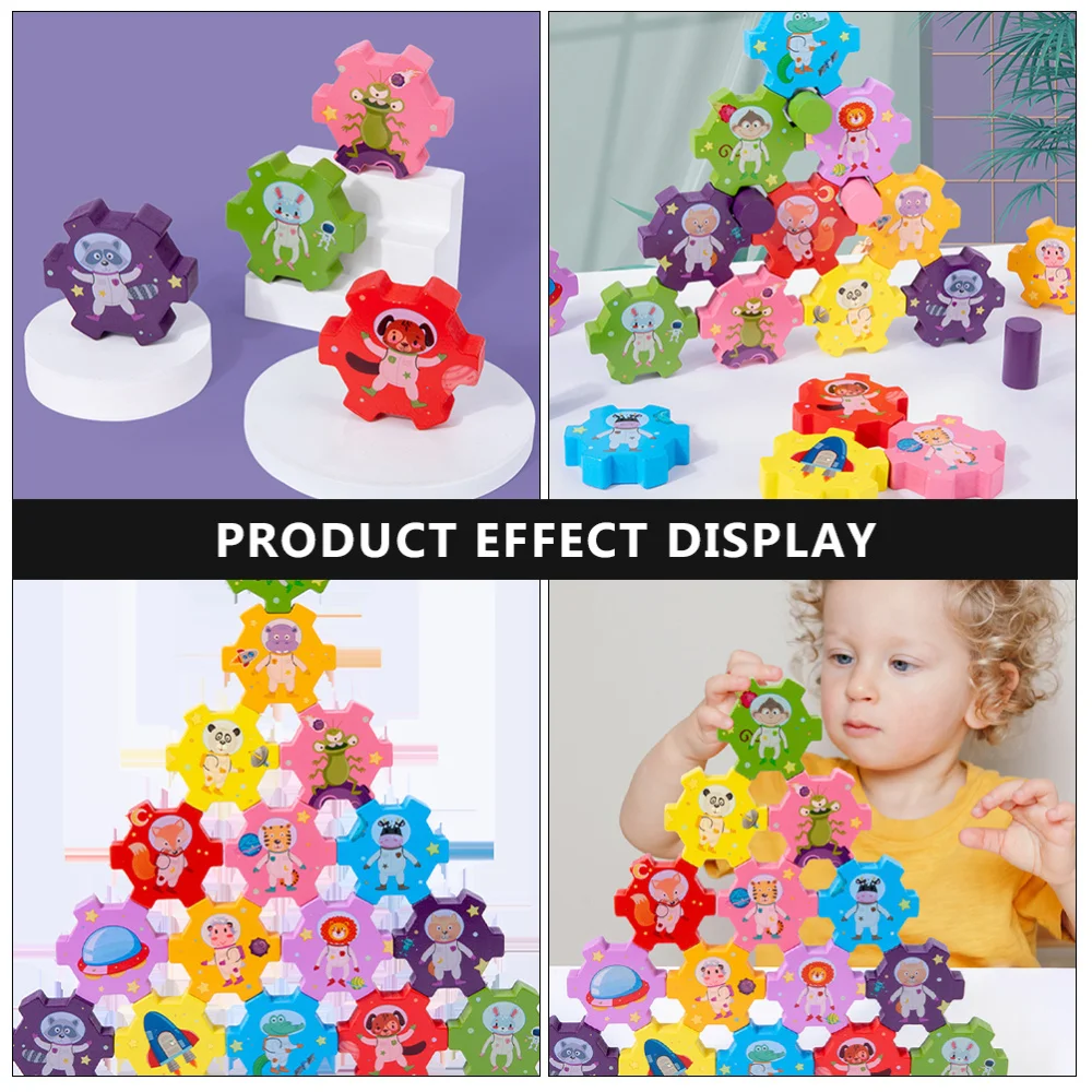 

1 Set Children Building Block Classic Wood Preschool Kids Learning