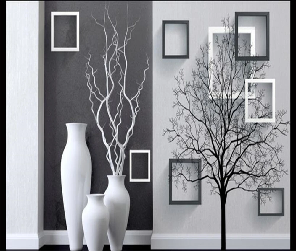 Большая Современная черно белая художественная ваза beibehang на заказ 3D ТВ гостиной